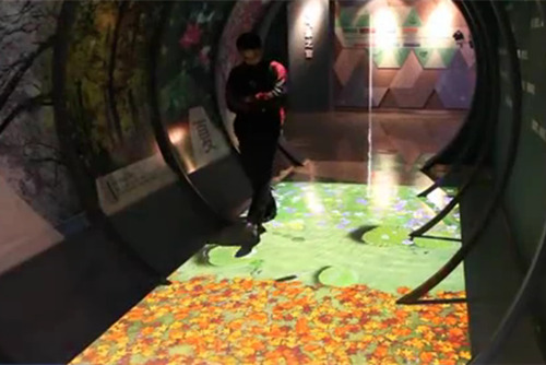 多媒体金鱼感应地面互动投影系统演示